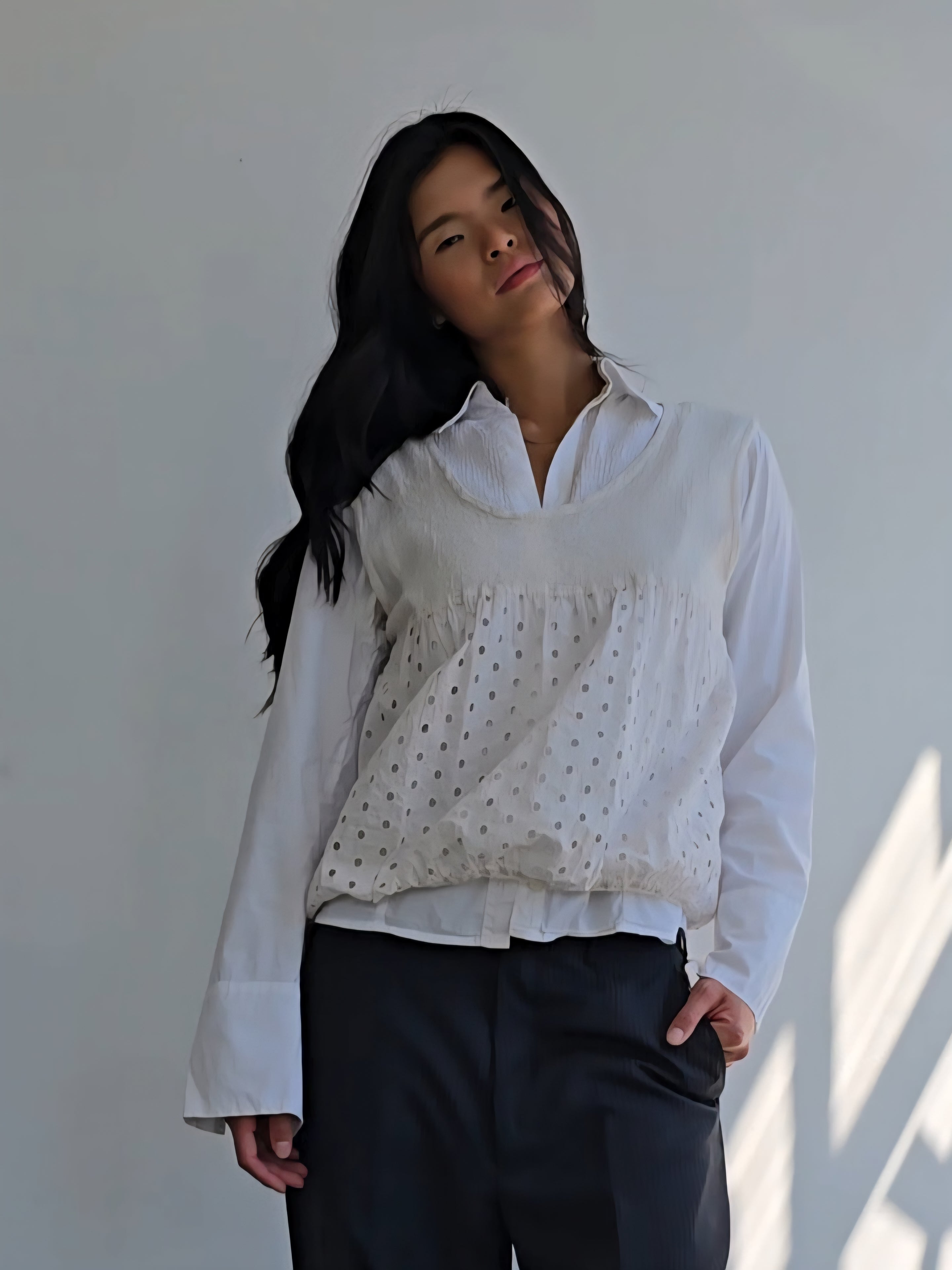 Vintage Issey Miyake me Dotted Cutout Top -Banshee