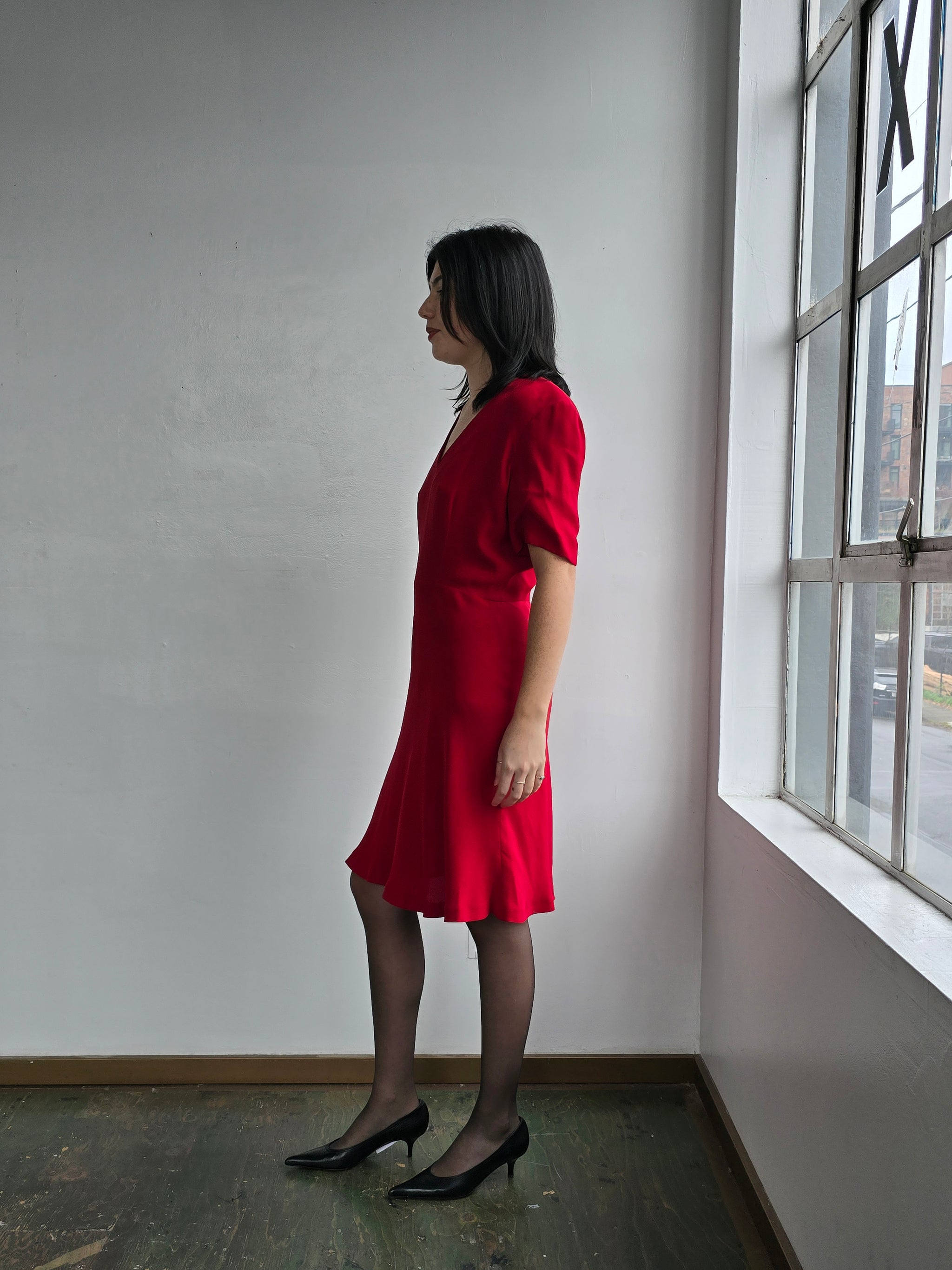 Vintage Giorgio Armani Red Silk Bias Cut Dress -Banshee