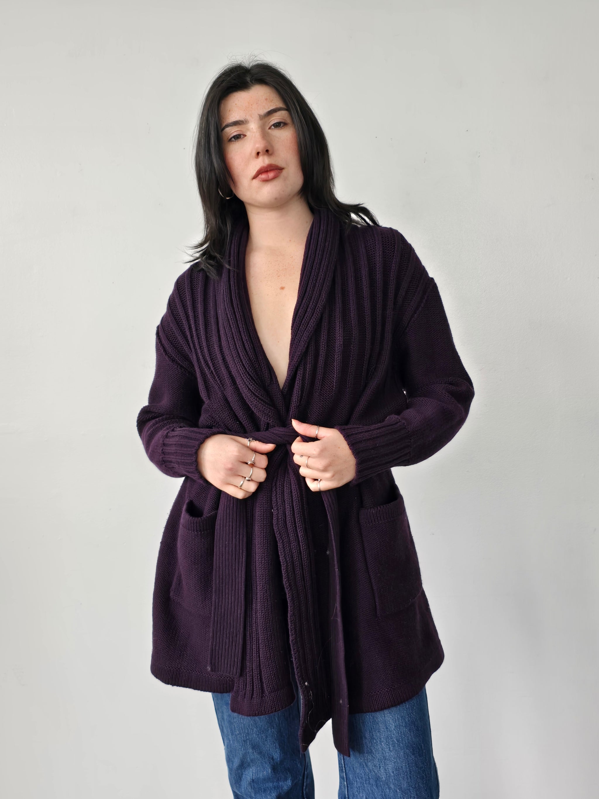 Vintage Sonia Rykiel Blackberry Wrap Sweater -Banshee