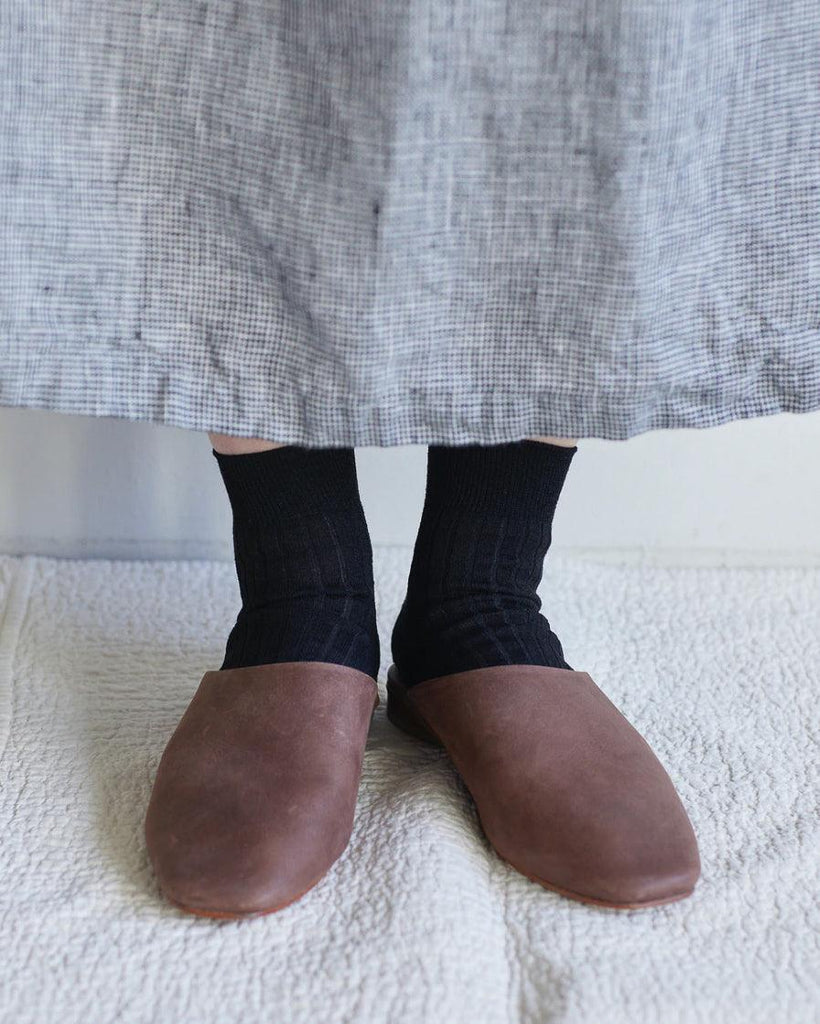 Linen Rib Socks - Black - Banshee - Fog Linen