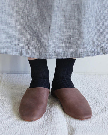 Linen Rib Socks - Black - Banshee - Fog Linen