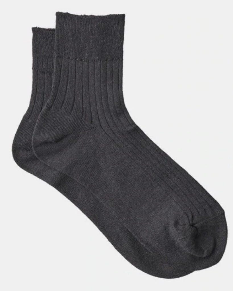 Linen Rib Socks - Charcoal - Banshee - Fog Linen