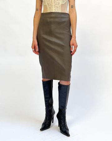 Soft Leather High Waisted Skirt (M) - Banshee - Vintage