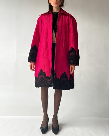 Christian Lacroix Quilted Pink Lace Coat (L) - Banshee - Vintage