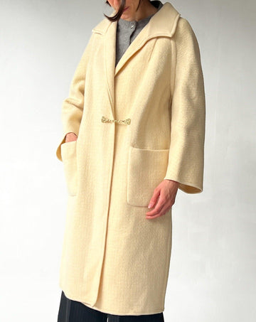 Cream Wool Blanket Overcoat (M) - Banshee - Vintage