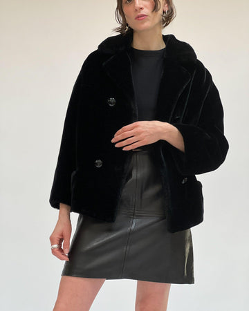 Black Faux Fur Coat (L) - Banshee - Vintage