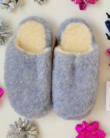 Cozy Wool Slide Slippers - Light blue - Banshee - Yoko Wool